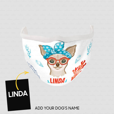 Personalized Dog Gift Idea - Chihuahua With Blue Head Band For Dog Lovers - Cloth Mask